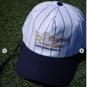 PGA The Players Championship Barstool Pinstripe Snapback Hat White Navy NWT